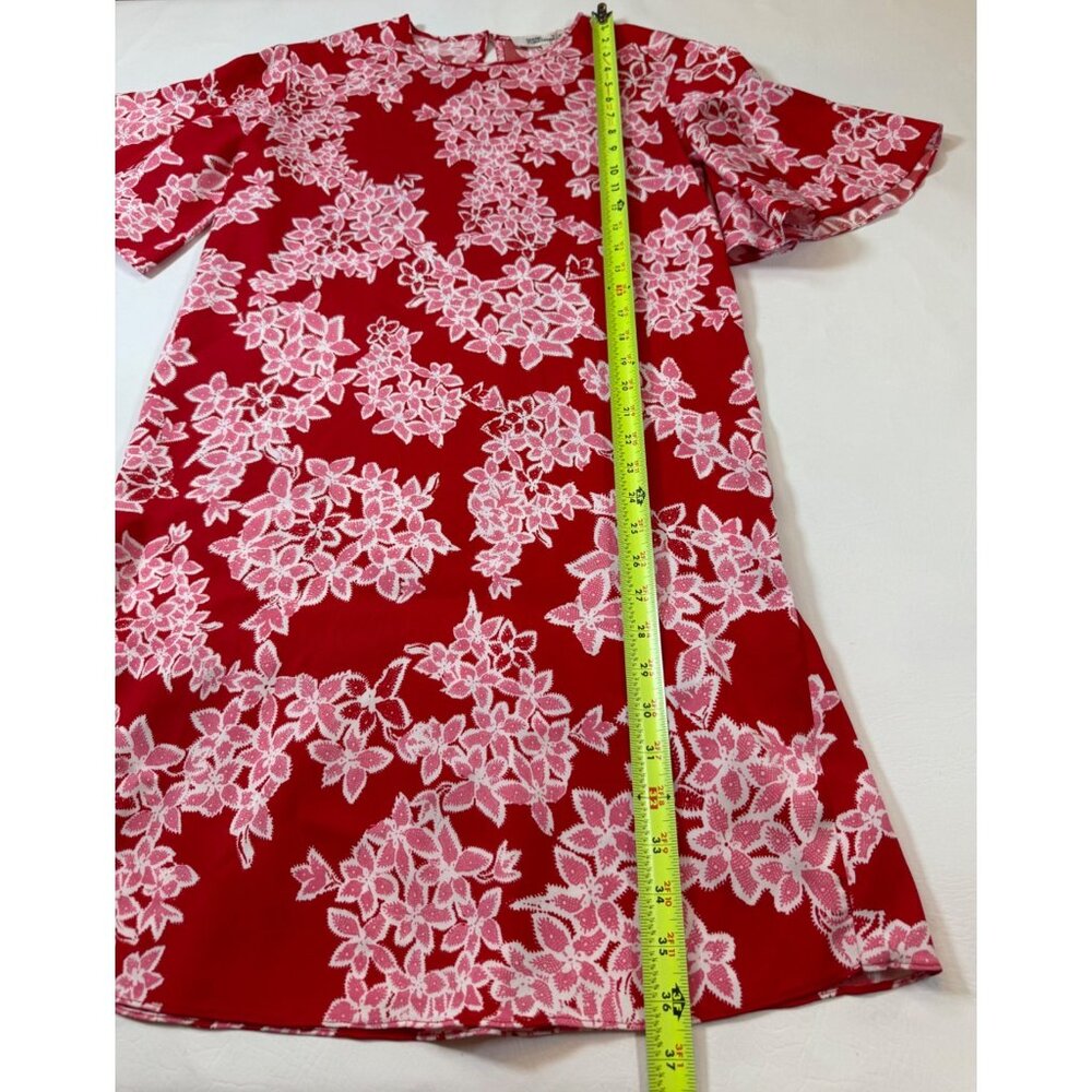 Diane Von Furstenberg Red Pink Floral Print Dress Small FLAW (bin ii89) - Picture 3 of 9